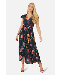 Yumi Women's Flower Print Wrap Midi Dress