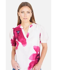 Yumi Women's Watercolour Viscose Floral Top