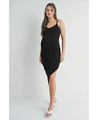 Hello Miz Maternity Bodycon Ribbed Sleeveless Scoop Neck Asymmetrical Dress