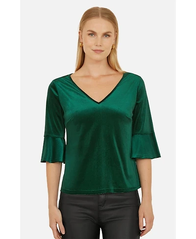 Yumi Women's Fluted Sleeve Relaxed Fit Top