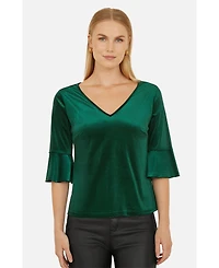 Yumi Women's Fluted Sleeve Relaxed Fit Top