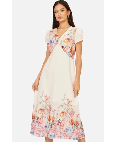 Yumi Women's Border Floral Midi Dress