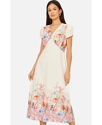 Yumi Women's Border Floral Midi Dress