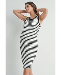 Hello Miz Maternity Striped Bodycon Sleeveless Scoop Neck Dress