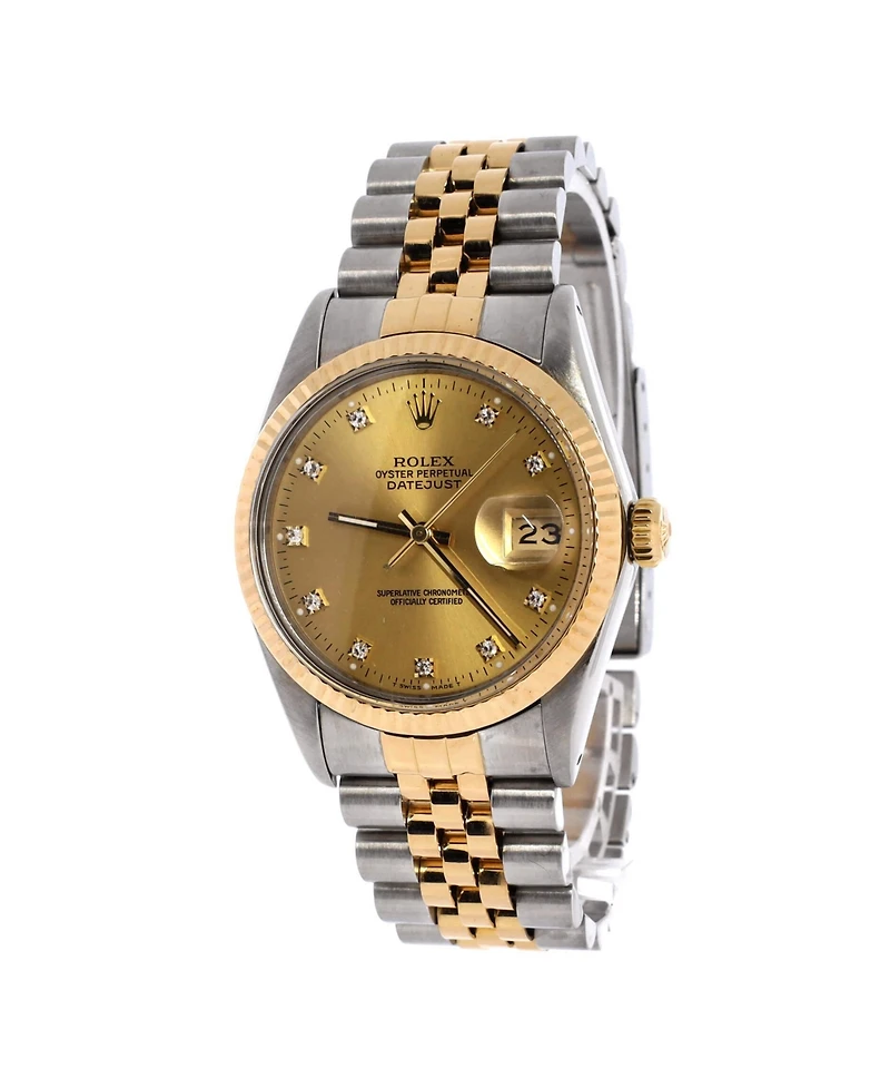 Pre-Owned Rolex Oyster Perpetual Datejust Automatic Watch in Stainless Steel and Gold with Diamond Markers 36mm