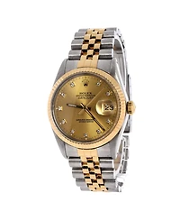 Pre-Owned Rolex Oyster Perpetual Datejust Automatic Watch in Stainless Steel and Gold with Diamond Markers 36mm