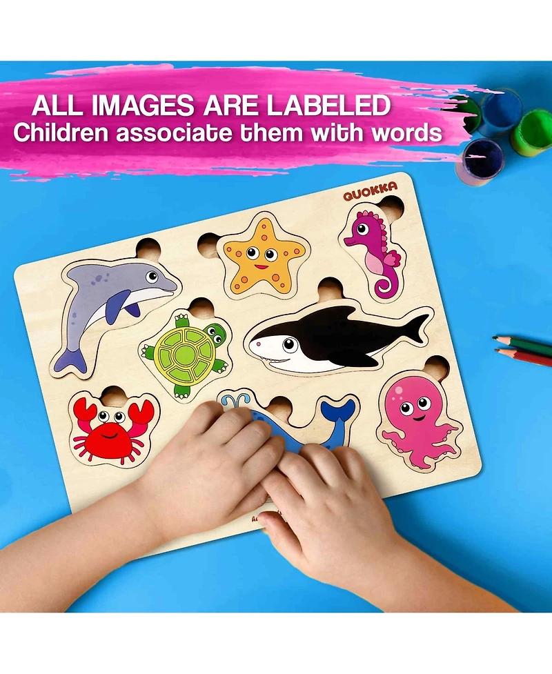 Quokka Wooden Puzzles for Toddlers 1-2 – Pegged Puzzles Animal Sea