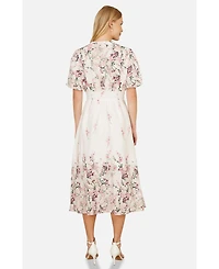 Yumi Women's Mirrored Floral Button Up Midi Dress