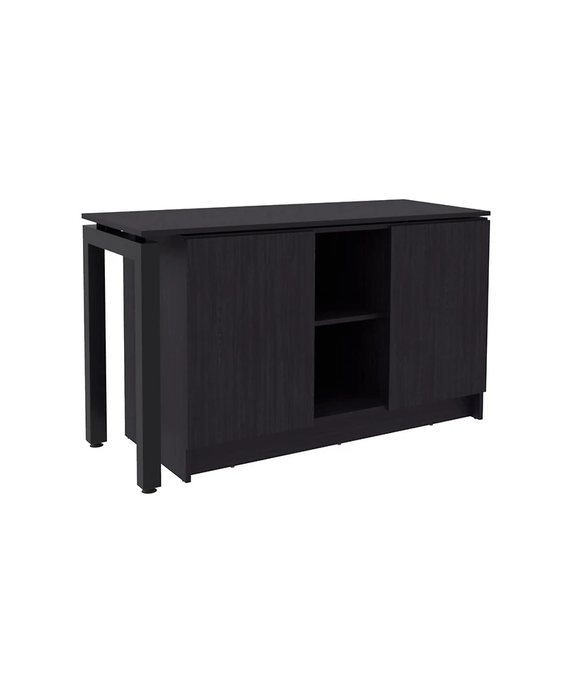Fm Furniture Elfrida Desk, Two Open Storage Shelves, Wenge