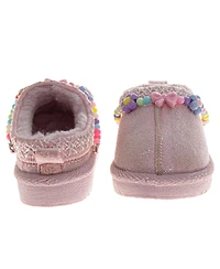 Josmo Toddler Girl's Beaded Plush Slip On Slippers