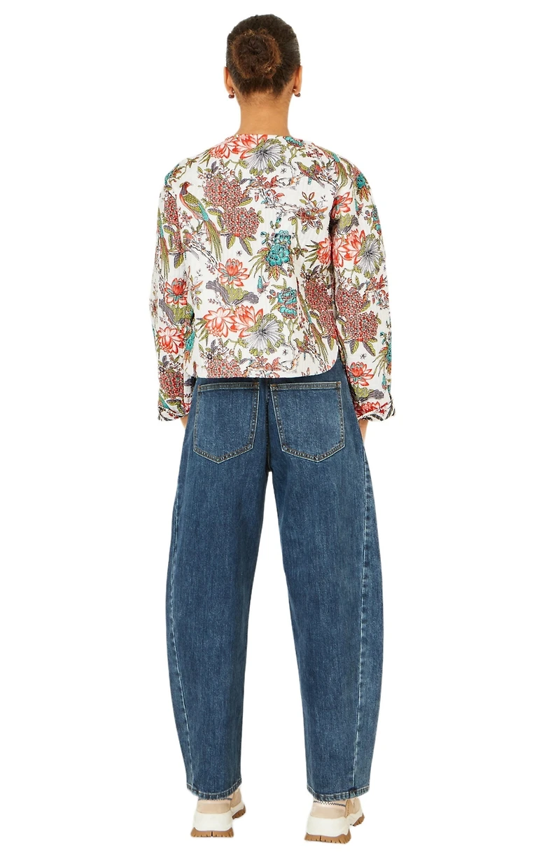 Yumi Women's Print Reversible Cotton Quilted Jacket
