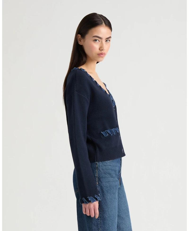 Nvlt Women's Cardigan with Denim Trim