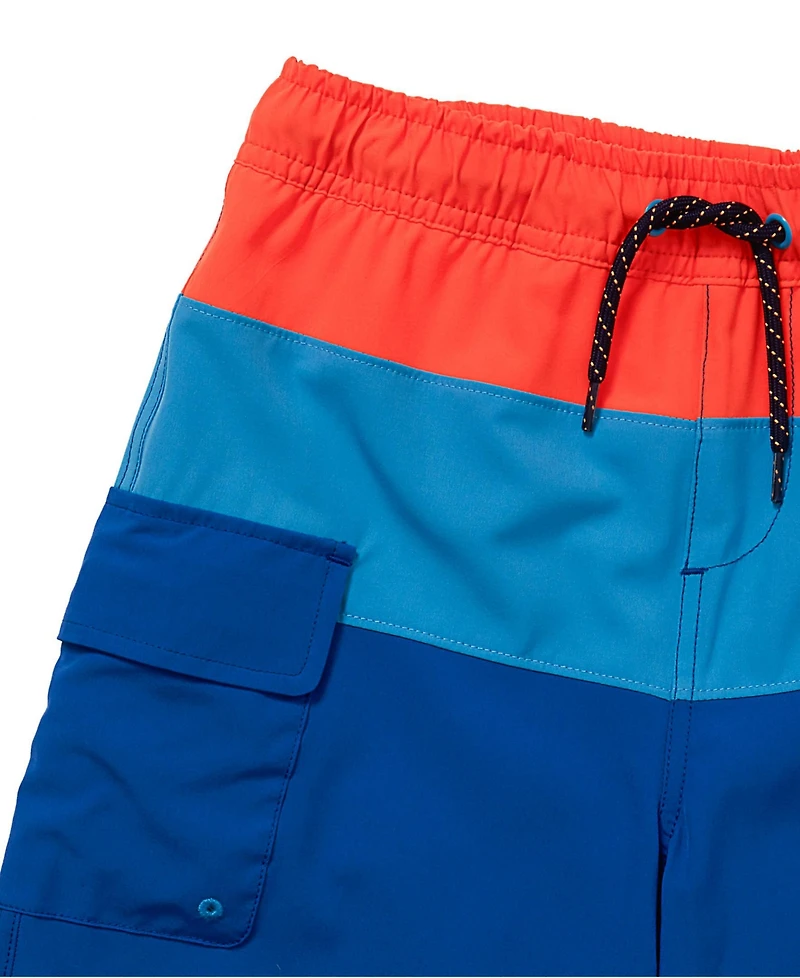 Lands' End Toddler Chlorine Resistant Colorblock Hydroliner Board Swim Trunks