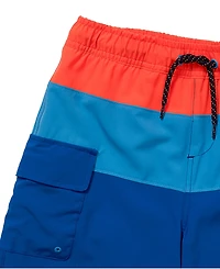 Lands' End Toddler Chlorine Resistant Colorblock Hydroliner Board Swim Trunks