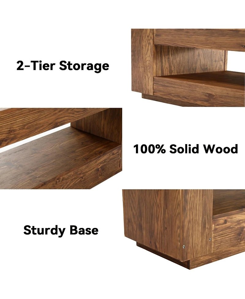 Tribesigns 70.87-in Extra Long Solid Wood Tv Stand for 55/65/75/80 inch Tv, Media Console Table, 2-Tier Entertainment Center with Storage Shelf