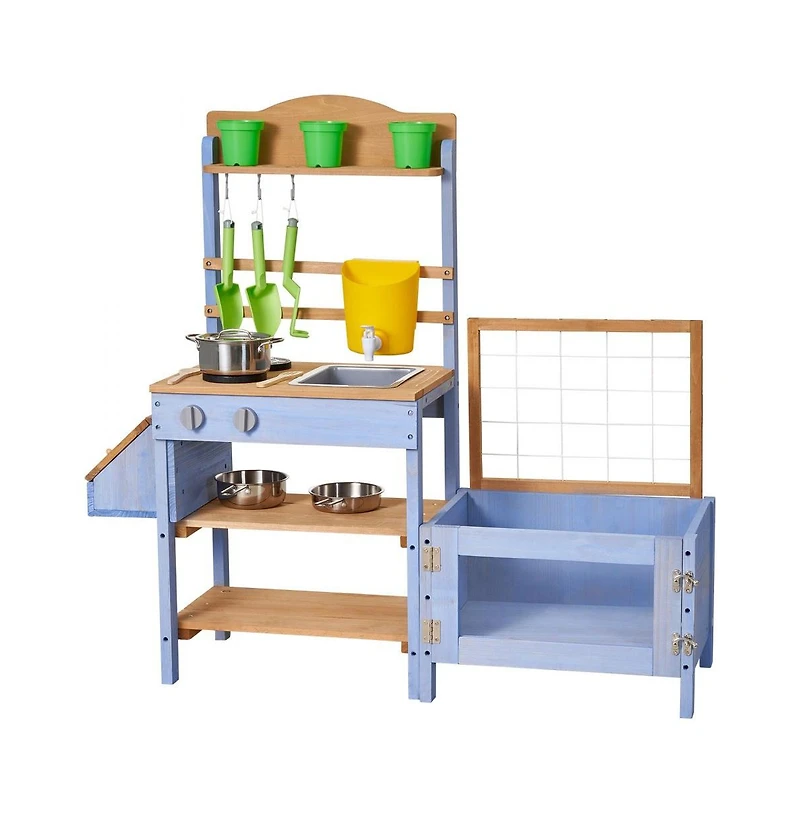 Slickblue Outdoor Wooden Mud Kitchen for Kids with Planting Box & Sink