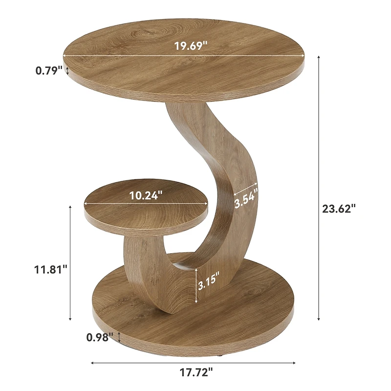Tribesigns Solid Wood End Table, Farmhouse Side Table with 2-Tier Storage Shelf, Rectangle Bedside Tables Accent Nightstand