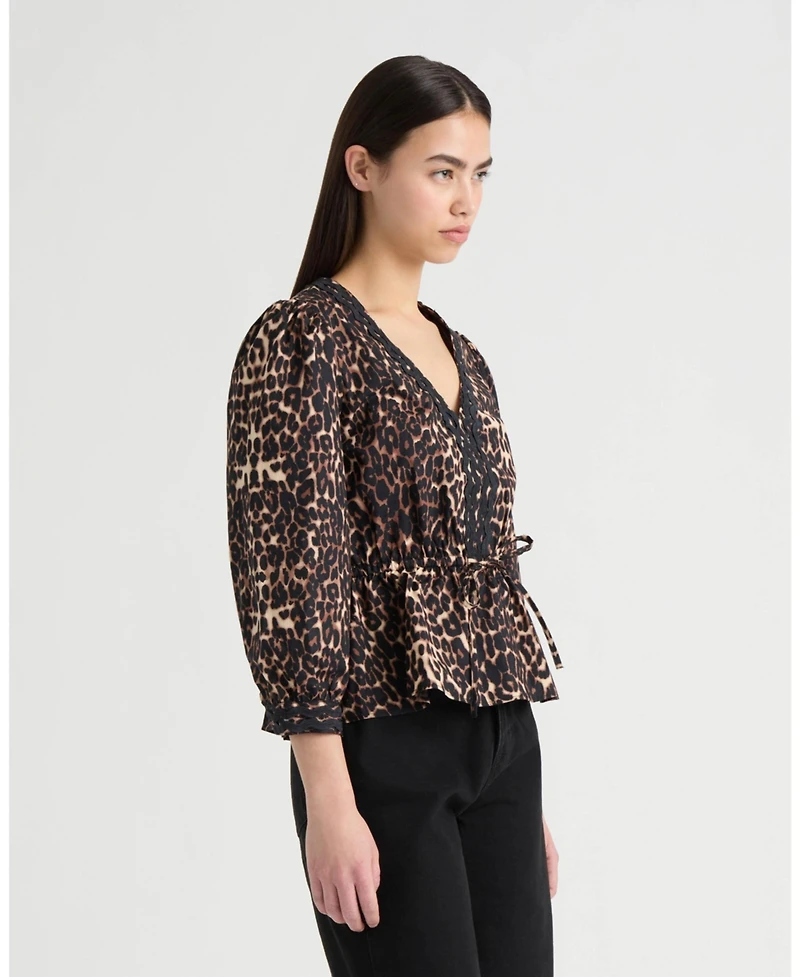 Nvlt Women's Peplum Blouse with Ric Rac Detailing