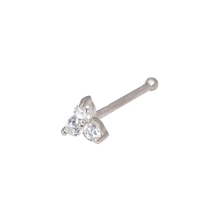 Curata Jewelry Cubic Zirconia Three Stone Nose Ring