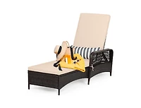 Slickblue Adjustable Outdoor Wicker Chaise Lounge with Pillow for Patio