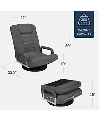 Best Choice Products 360-Degree Swivel Gaming Floor Chair w/ Armrest Handles, Foldable Adjustable Back