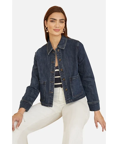 Yumi Women's Denim Jacket With Patch Pockets