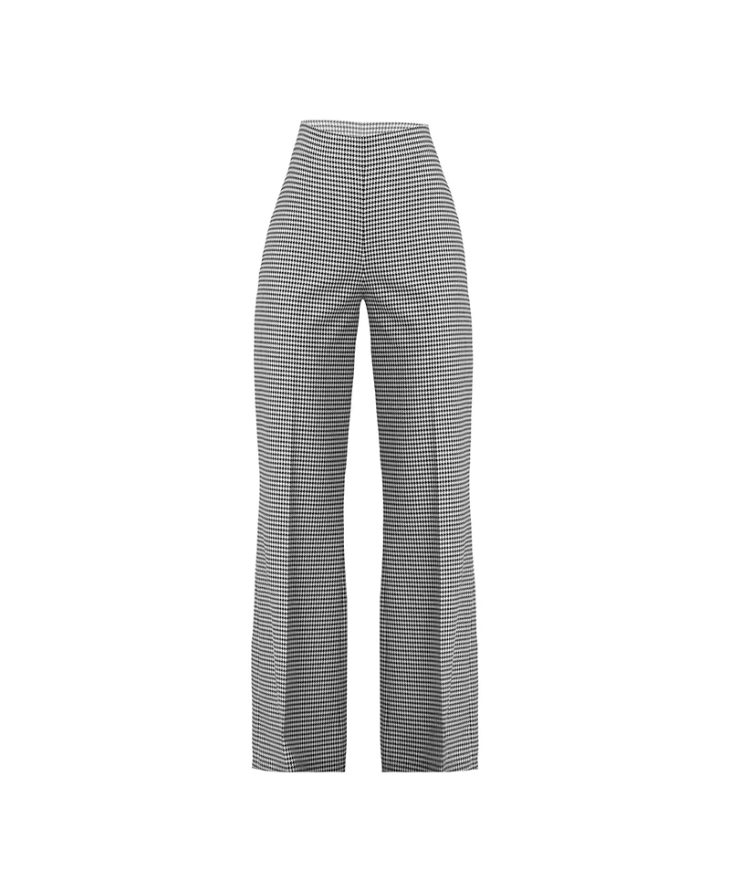 Ivonne Women's Semi-flared Houndstooth Tailored Trousers
