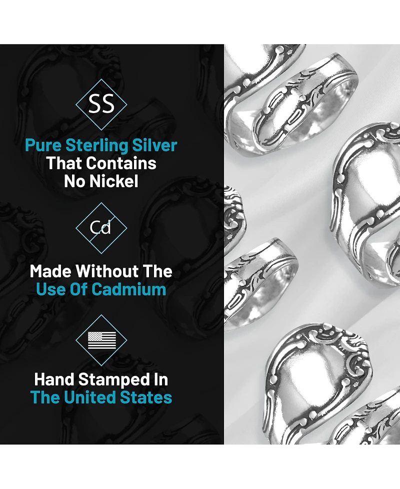 Curata Jewelry 925 Sterling Oxidized Boho Adjustable Wrap Spoon Ring