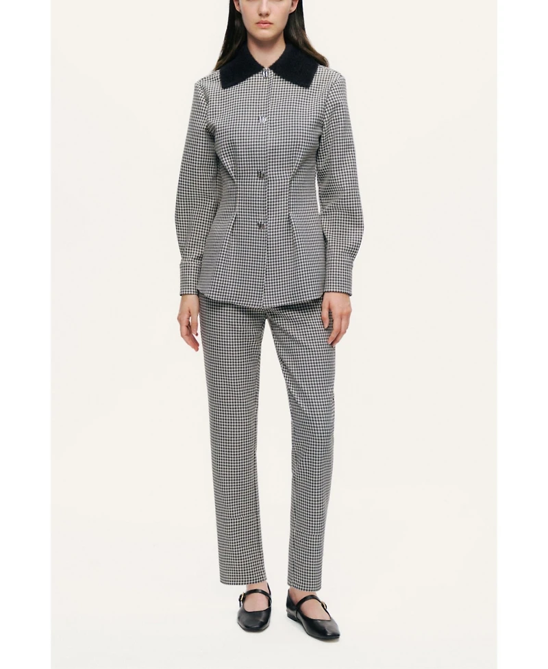 Nocturne Women's Corset-Back Checked Sculpted Shirt