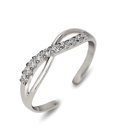 Curata Jewelry Solid 10K Gold Adjustable Cubic Zirconia Infinity Toe Ring