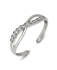 Curata Jewelry Solid 10K Gold Adjustable Cubic Zirconia Infinity Toe Ring