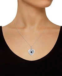 Macy's Created Sapphire (5/8 ct. t.w.) Locket Pendant Necklace Sterling Silver (Also Available Multi-Stones)