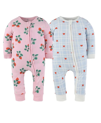 The Peanutshell Baby Girls Strawberry Sweet Treats Cotton Footless Pajamas