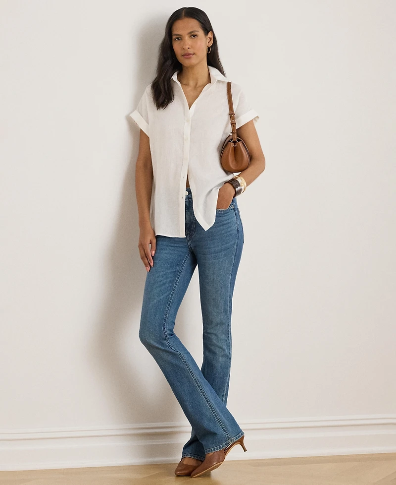 Lauren Ralph Dolman-Sleeve 100% Linen Shirt