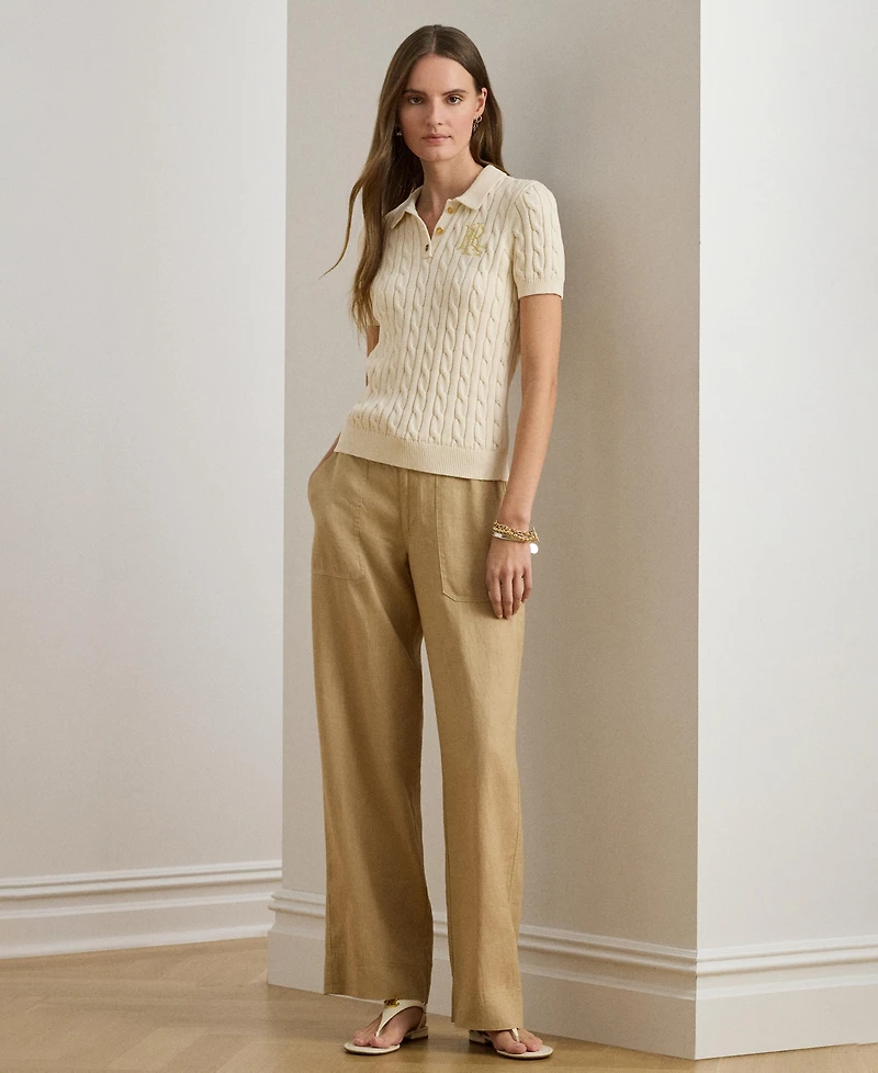 Lauren Ralph Wide-Leg 100% Linen Pants