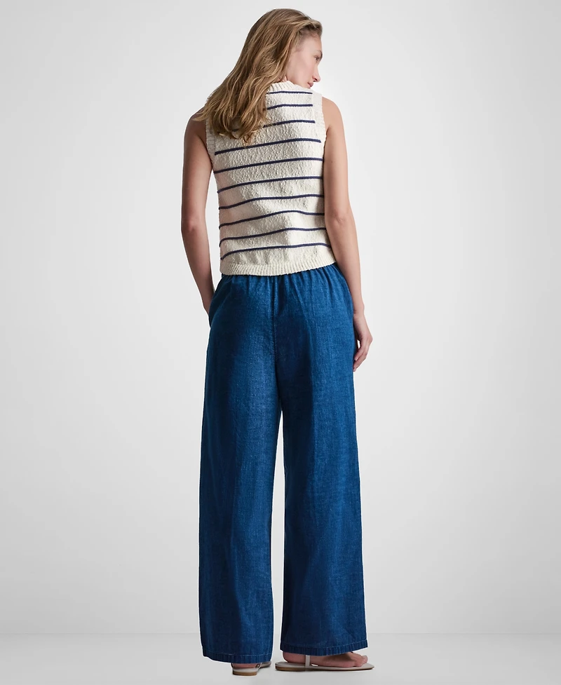 Dkny Jeans Petite Sleeveless Crewneck Striped Sweater