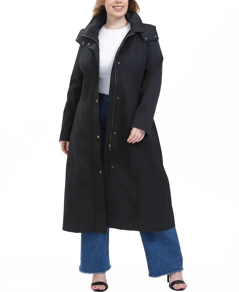 Bgsd Women's Plus Hooded Long Rain Coat