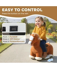 Qaba 6V Ride on Horse, Battery Powe Electric Ride on Toy with Music