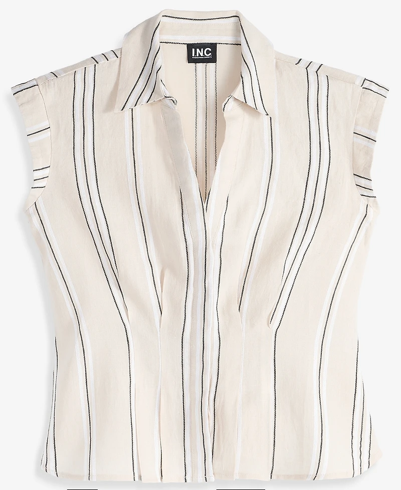 I.n.c. International Concepts Petite Printed Short-Sleeve Collared Button-Up Blouse, Macy's Exclusive
