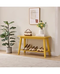 Kings Brand Furniture Wood Entryway Bench with Storage Shelf