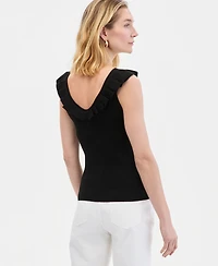 I.n.c. International Concepts Women's Ruffle-Trim Metallic Sweater Tank, Macy's Exclusive