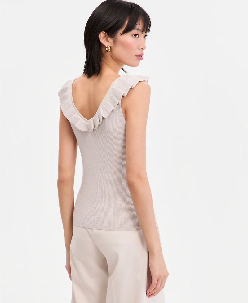 I.n.c. International Concepts Women's Ruffle-Trim Metallic Sweater Tank, Macy's Exclusive