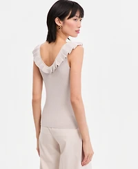 I.n.c. International Concepts Women's Ruffle-Trim Metallic Sweater Tank, Macy's Exclusive