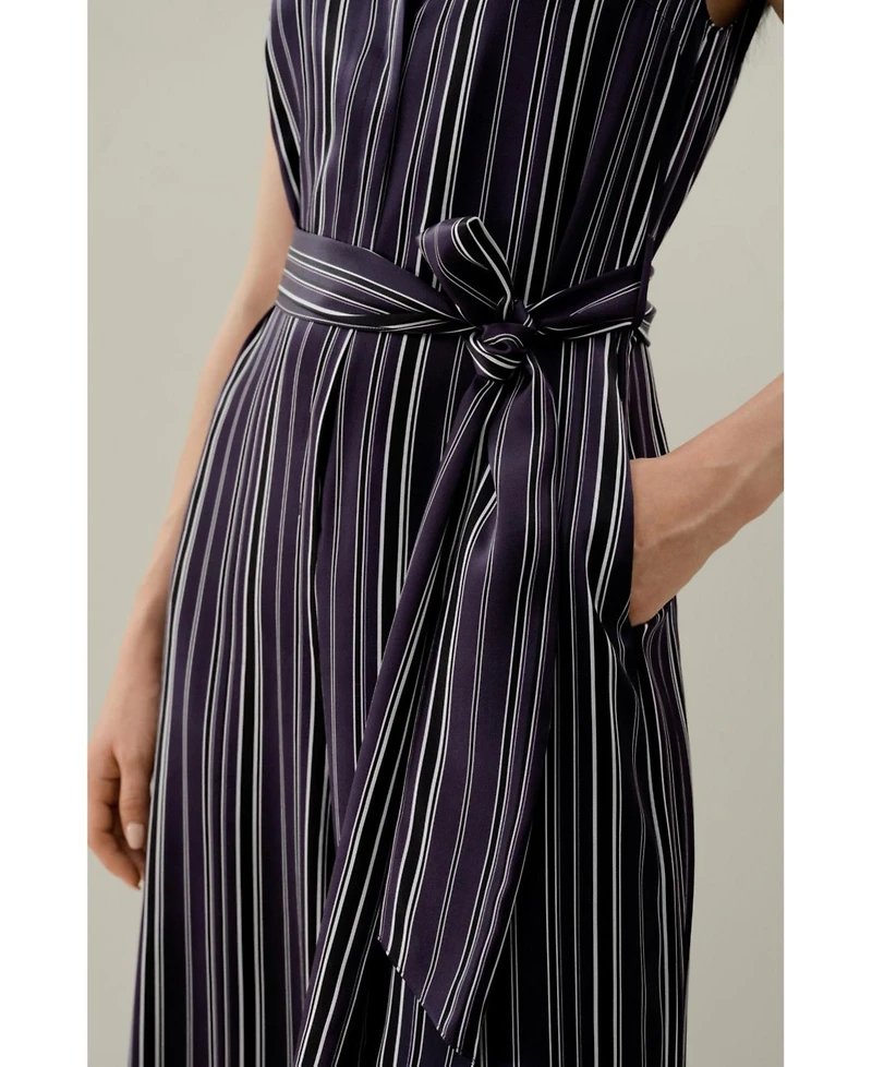 Lilysilk Women's Silk Charmeuse Striped Jumpsuit