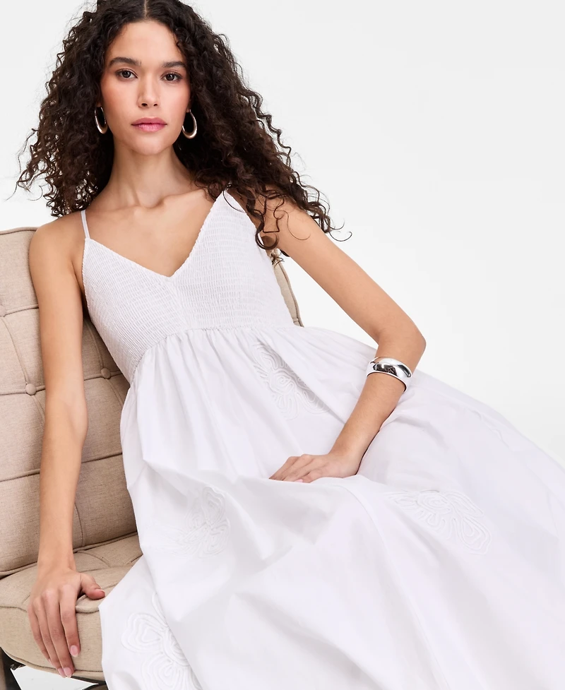 I.n.c. International Concepts Women's Embroidered Bubble-Hem Midi Dress, Macy's Exclusive