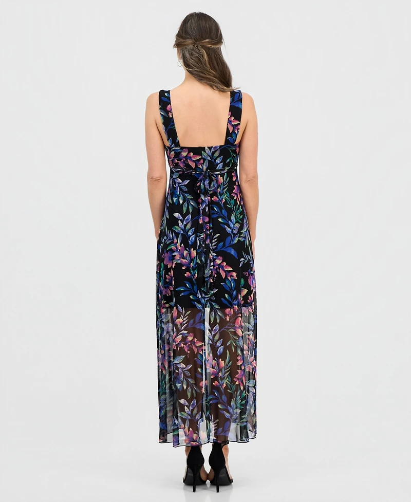 Connected Petite Floral Print Sleeveless Maxi Dress