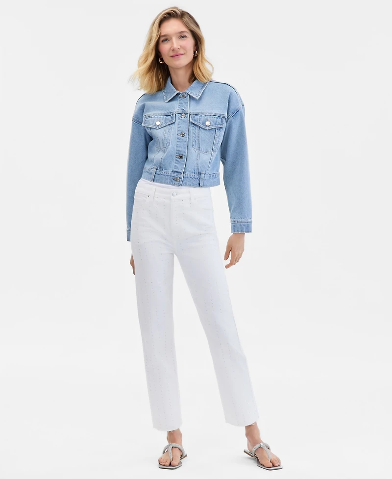 I.n.c. International Concepts Women's Crystal-Embellished Straight-Leg Ankle Jeans, Macy's Exclusive