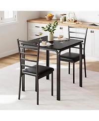 gaomon 3 Piece Dining Table Set for 2 Metal Frame Wood Kitchen Table and 2 Chairs Small Dining Furniture Set for Small Space Apartment Dining Room