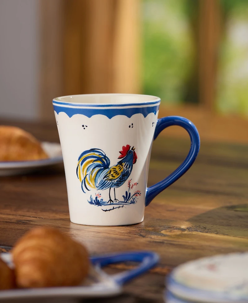 Certified International French Rooster Mugs, Set of 4