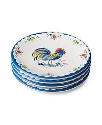 Certified International French Rooster Canape Plates, Set of 4
